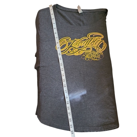 Women's Kingpin Tattoo Supply Fancy Script Lettering Tee Shirt Scoop Neck Large - Picture 5 of 6